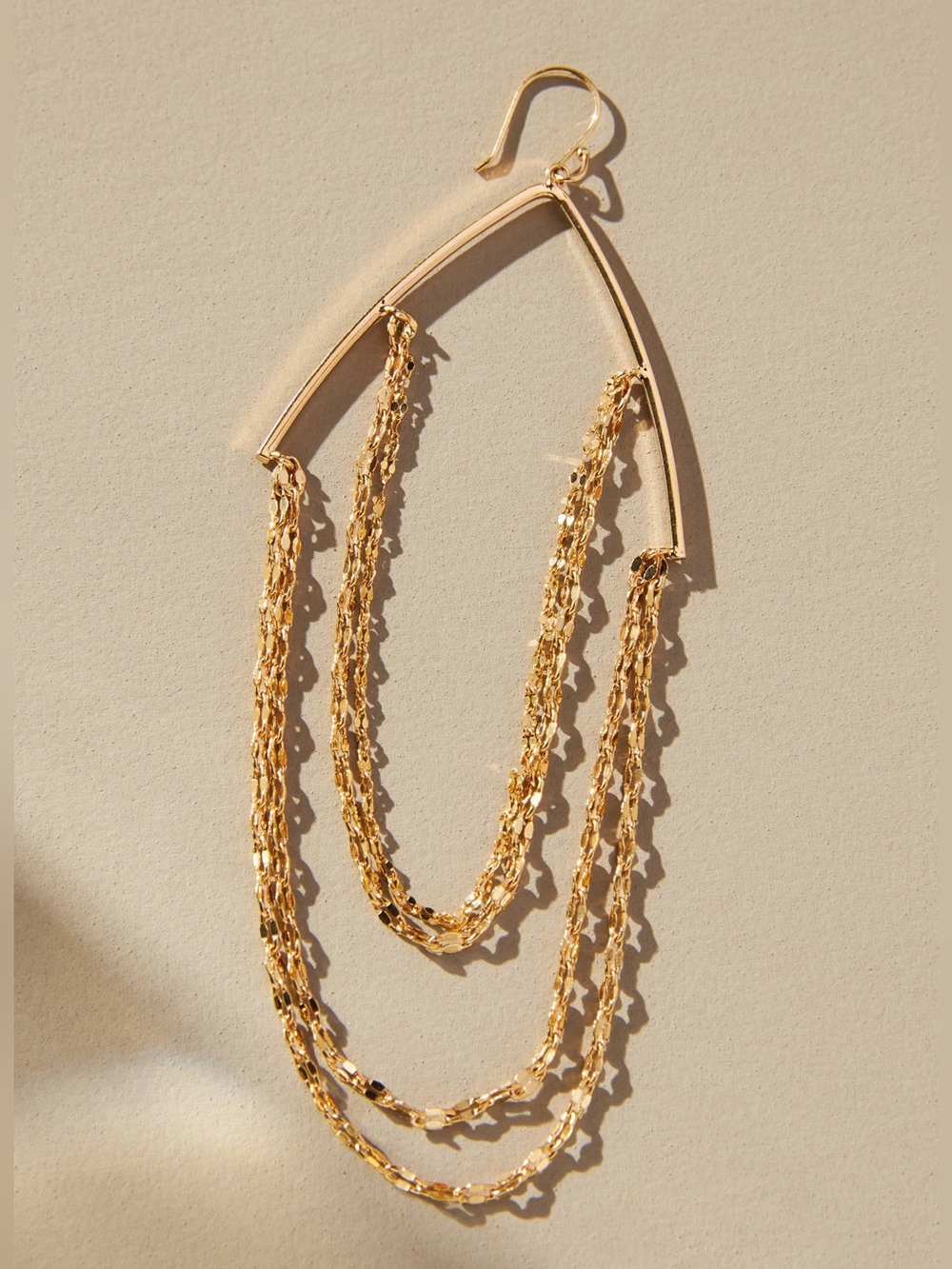 New Anthropologie Delicate Chain Gold Earrings - Picture 2 of 5